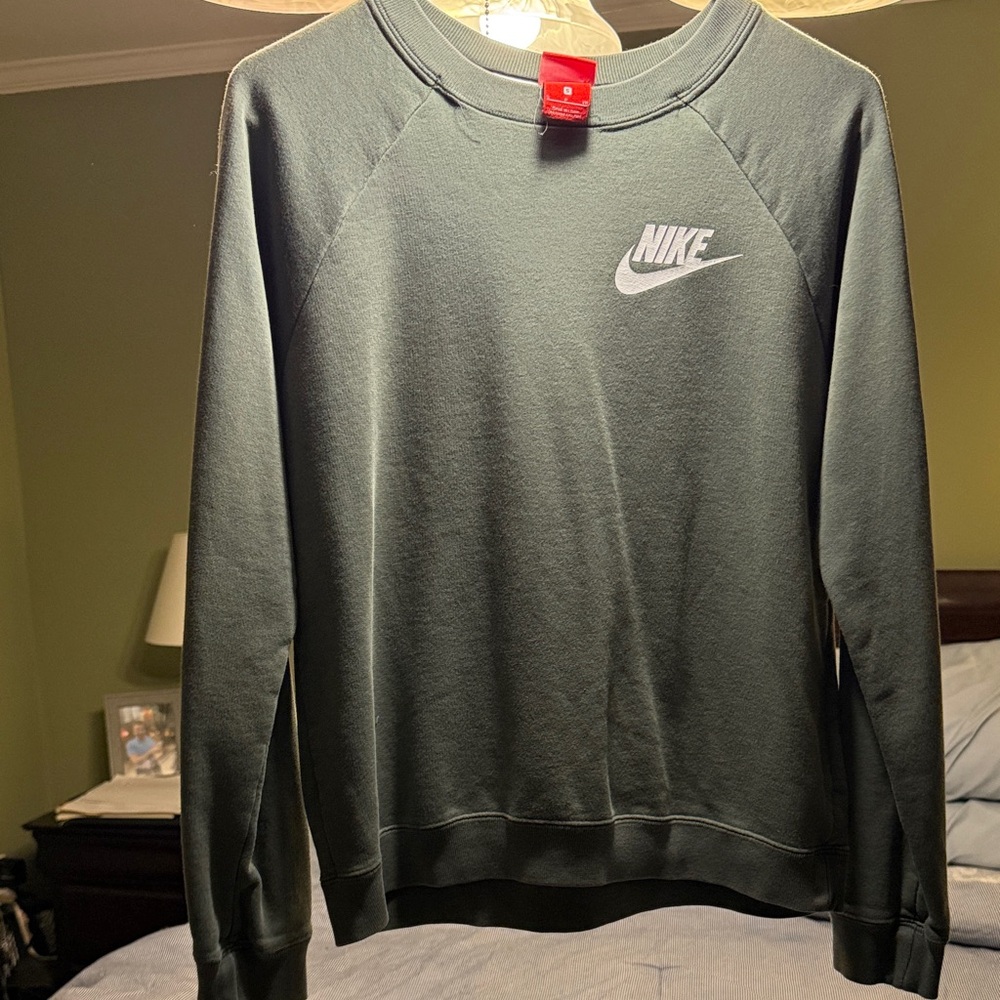 Nike Women's Green Sweatshirt with White Logo